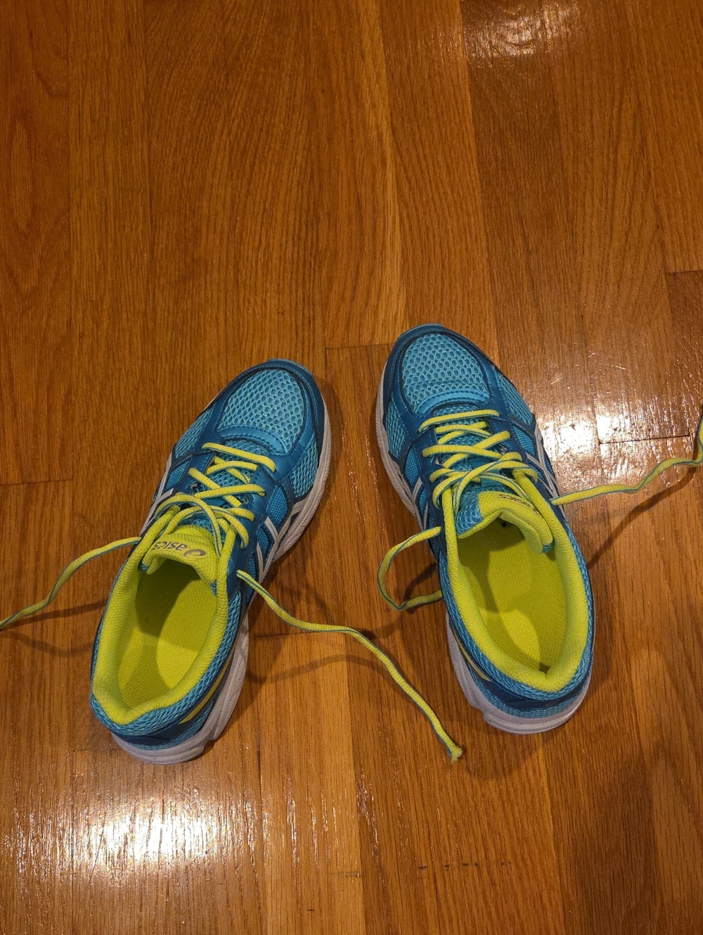 Asics Kids Blue and Neon Yellow Athletic Sneakers